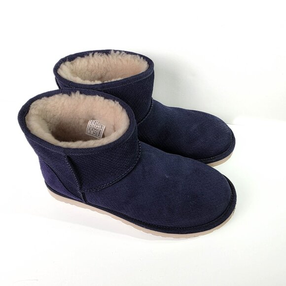 UGG  Boots Classic Mini Exotic Scales 9 Dark Purple Shearling Suede Winter Cozy - Picture 3 of 10